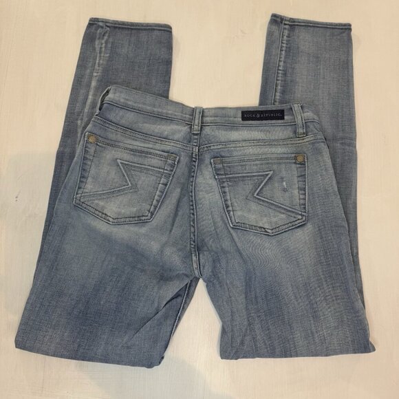 ROCK & REPUBLIC Y2K Berlin Jeans Womens 10 Light Blue Embroidered Pocket Distres - Picture 7 of 16